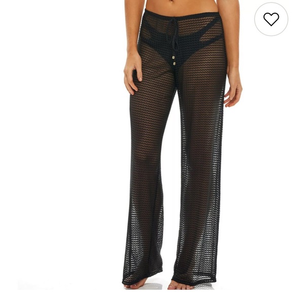 New Black Jordan Taylor Mesh Sheer Stretch Cover Up Pants Size Small - Picture 1 of 4